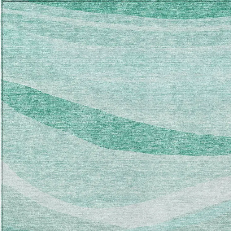 10' X 14' Aqua And Sky Blue Abstract Washable Indoor Outdoor Area Rug