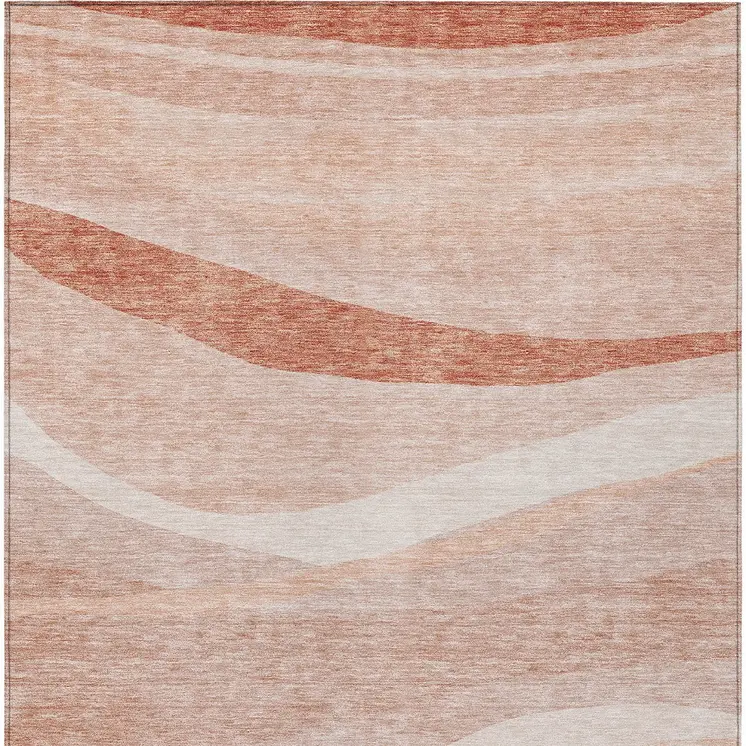 3' X 5' Salmon And Pink Abstract Washable Indoor Outdoor Area Rug