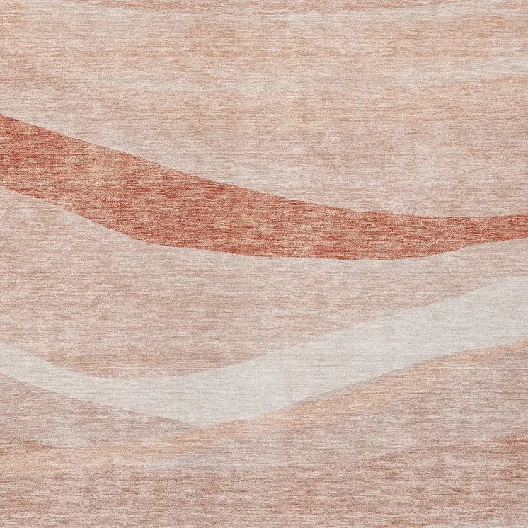 8' X 10' Salmon And Pink Abstract Washable Indoor Outdoor Area Rug
