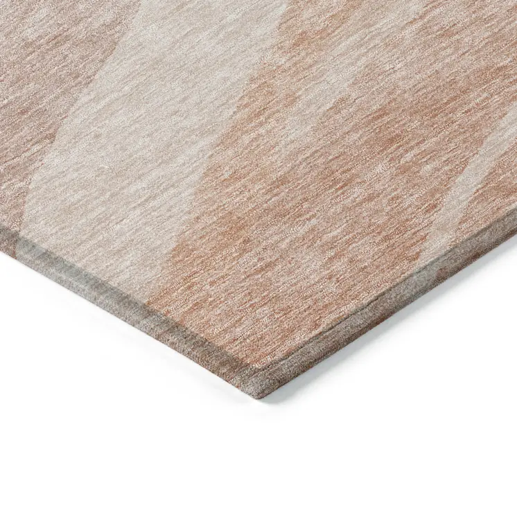 9' X 12' Salmon And Pink Abstract Washable Indoor Outdoor Area Rug