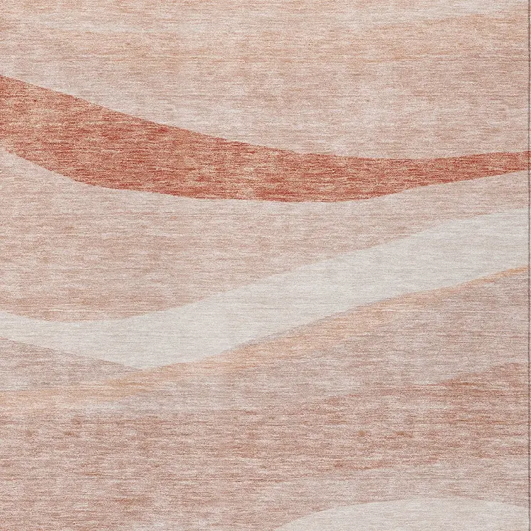 10' X 14' Salmon And Pink Abstract Washable Indoor Outdoor Area Rug