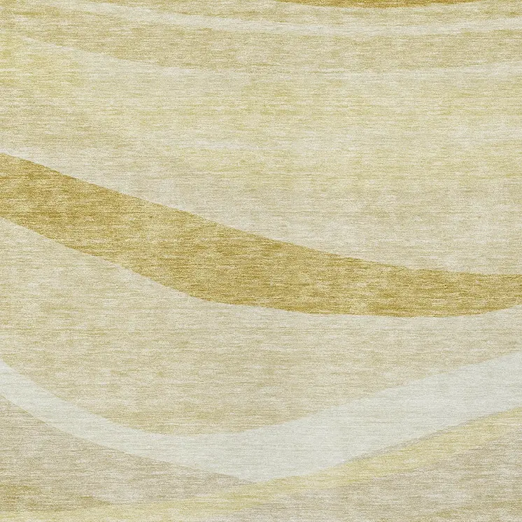 3' X 5' Wheat And Ivory Abstract Washable Indoor Outdoor Area Rug