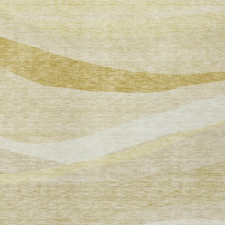 5' X 8' Wheat And Ivory Abstract Washable Indoor Outdoor Area Rug