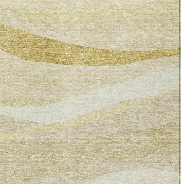 8' X 10' Wheat And Ivory Abstract Washable Indoor Outdoor Area Rug