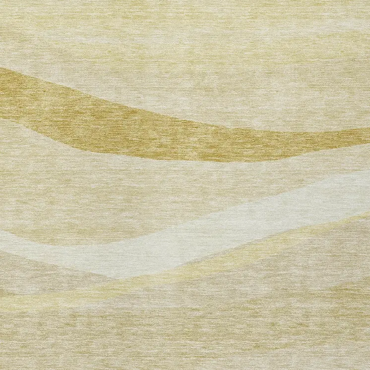 10' X 14' Wheat And Ivory Abstract Washable Indoor Outdoor Area Rug