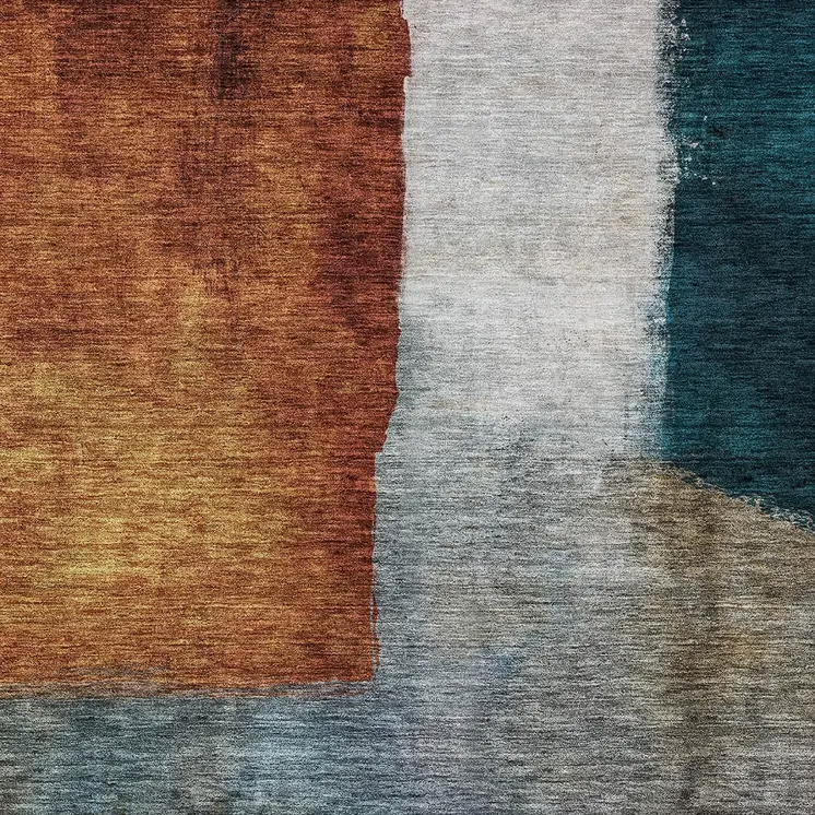 8' X 10' Copper Green And Gray Abstract Washable Indoor Outdoor Area Rug