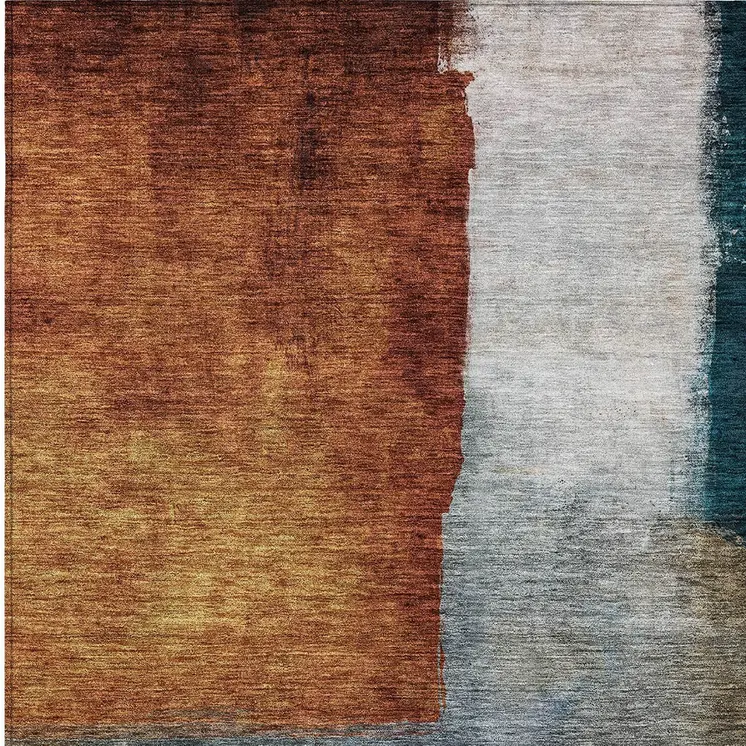 10' X 14' Copper Green And Gray Abstract Washable Indoor Outdoor Area Rug