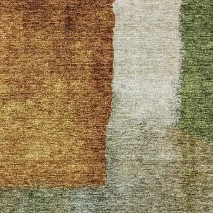 10' X 14' Green Copper And Beige Abstract Washable Indoor Outdoor Area Rug
