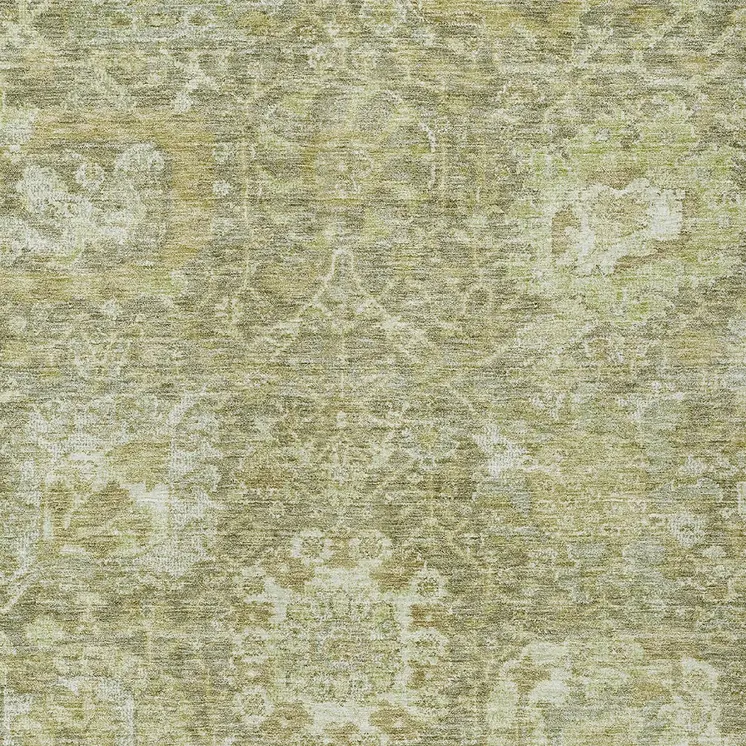 8' X 10' Sage And Green Damask Washable Indoor Outdoor Area Rug
