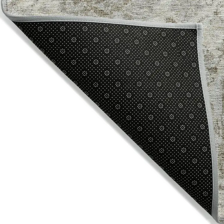 10' X 14' Ivory Brown And Gray Damask Washable Indoor Outdoor Area Rug