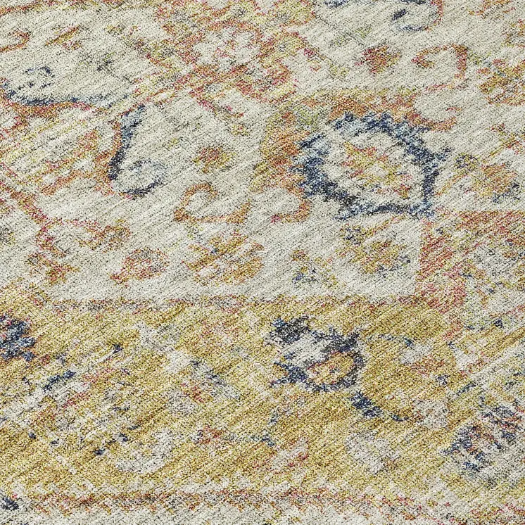 3' X 5' Wheat Terra Cotta And Black Oriental Washable Indoor Outdoor Area Rug