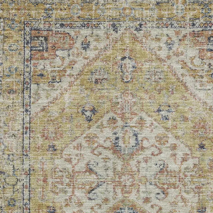 8' X 10' Wheat Terra Cotta And Black Oriental Washable Indoor Outdoor Area Rug