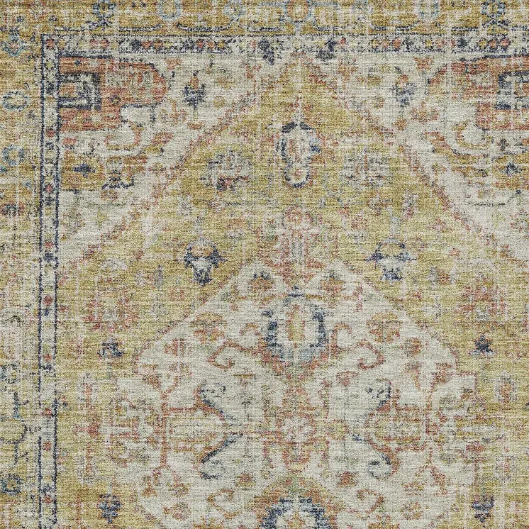 10' X 14' Wheat Terra Cotta And Black Oriental Washable Indoor Outdoor Area Rug