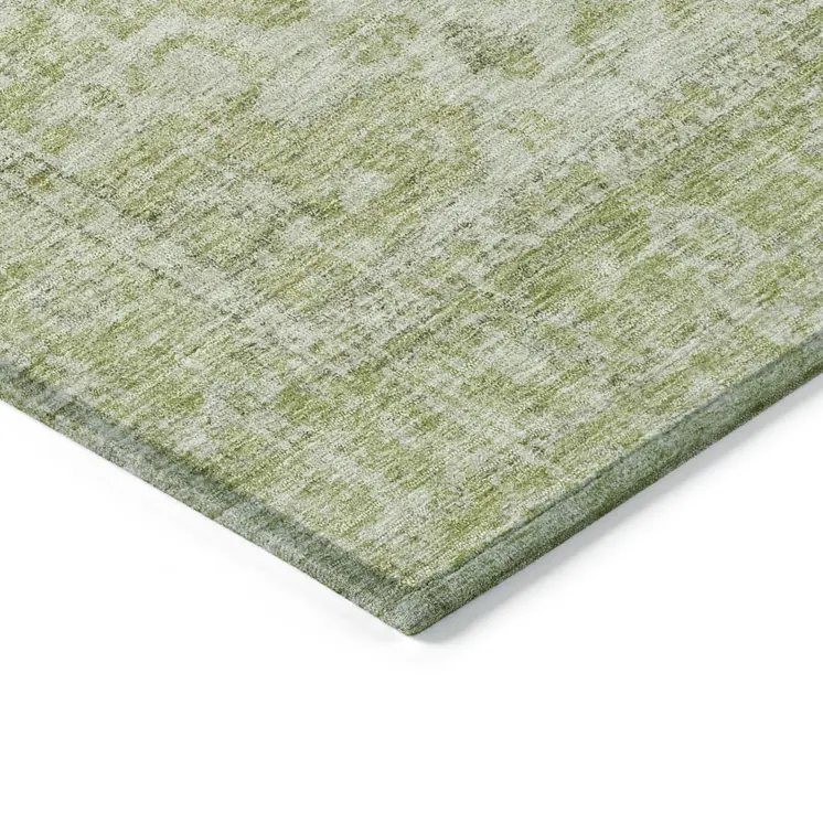 3' X 5' Sage And Ivory Oriental Washable Indoor Outdoor Area Rug