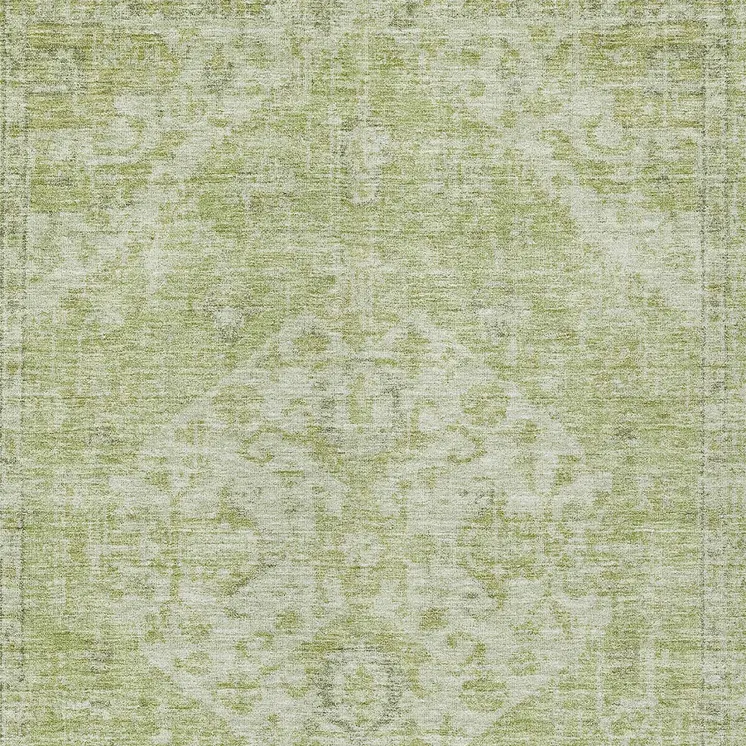 3' X 5' Sage And Ivory Oriental Washable Indoor Outdoor Area Rug