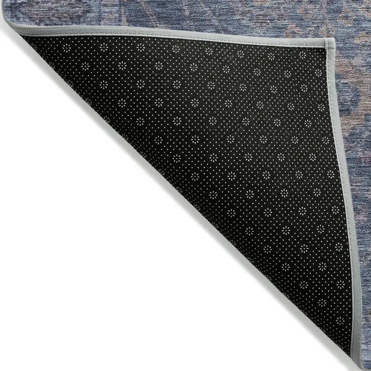 10' X 14' Blue Brown And Purple Oriental Washable Indoor Outdoor Area Rug
