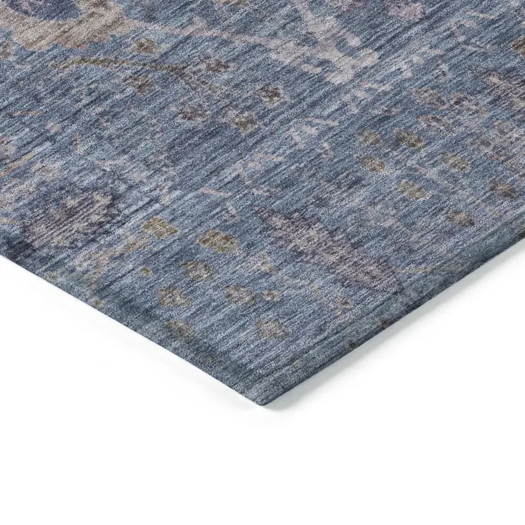 10' X 14' Blue Brown And Purple Oriental Washable Indoor Outdoor Area Rug