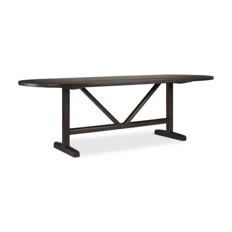 94" Dark Brown Solid Wood Trestle Base Oval Dining Table