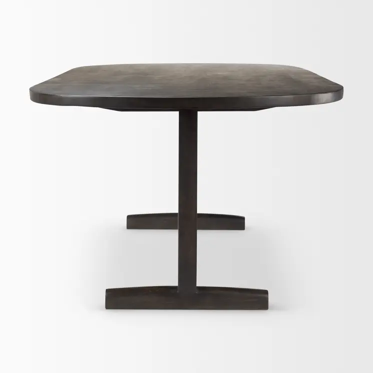94" Dark Brown Solid Wood Trestle Base Oval Dining Table