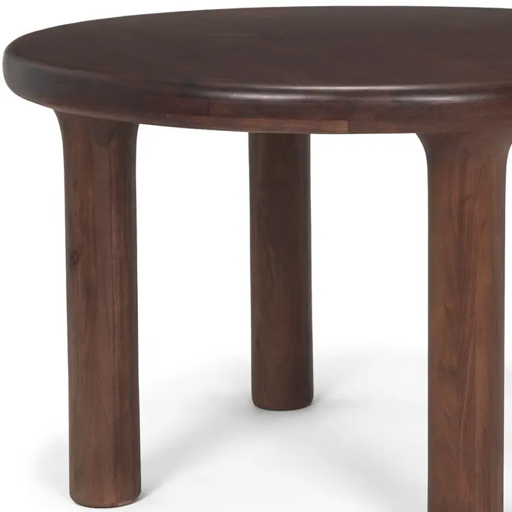 48" Brown Solid Wood Round Top Dining Table