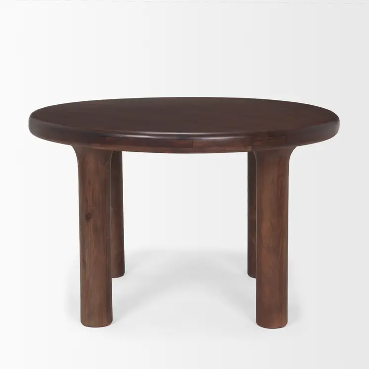 48" Brown Solid Wood Round Top Dining Table