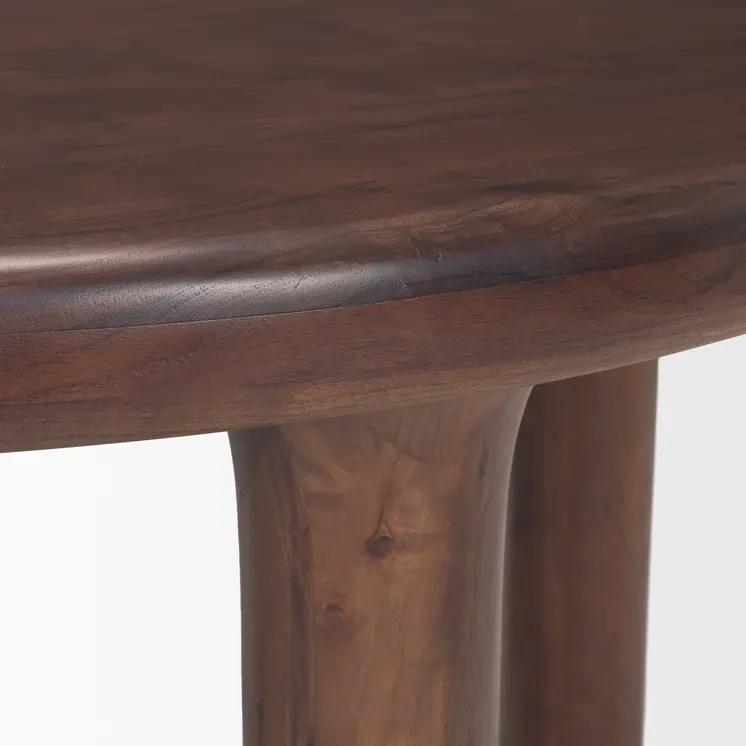 48" Brown Solid Wood Round Top Dining Table
