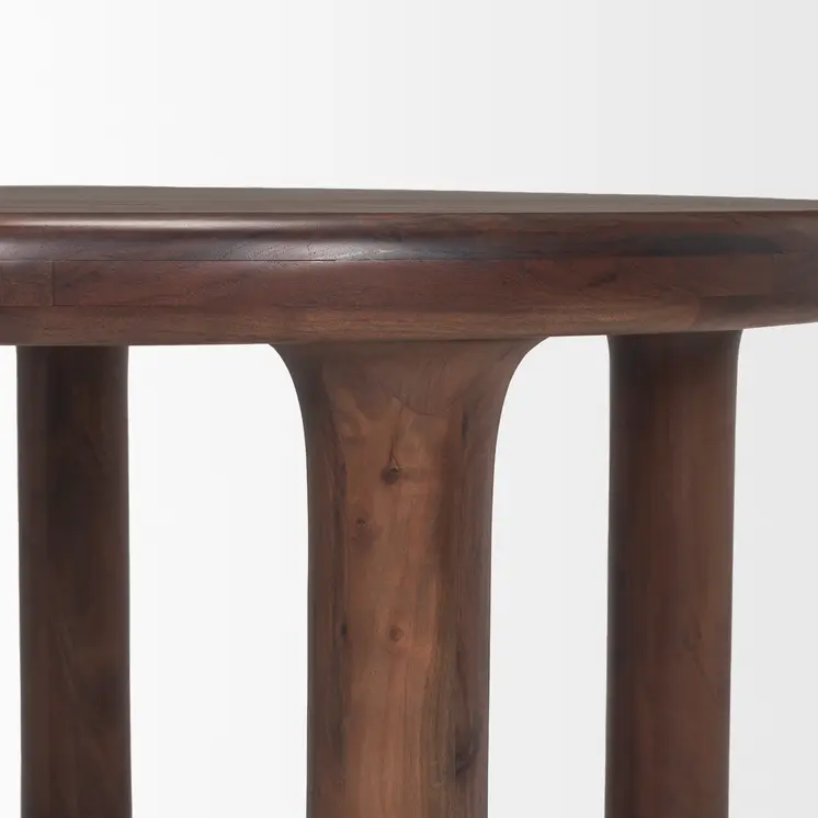 48" Brown Solid Wood Round Top Dining Table