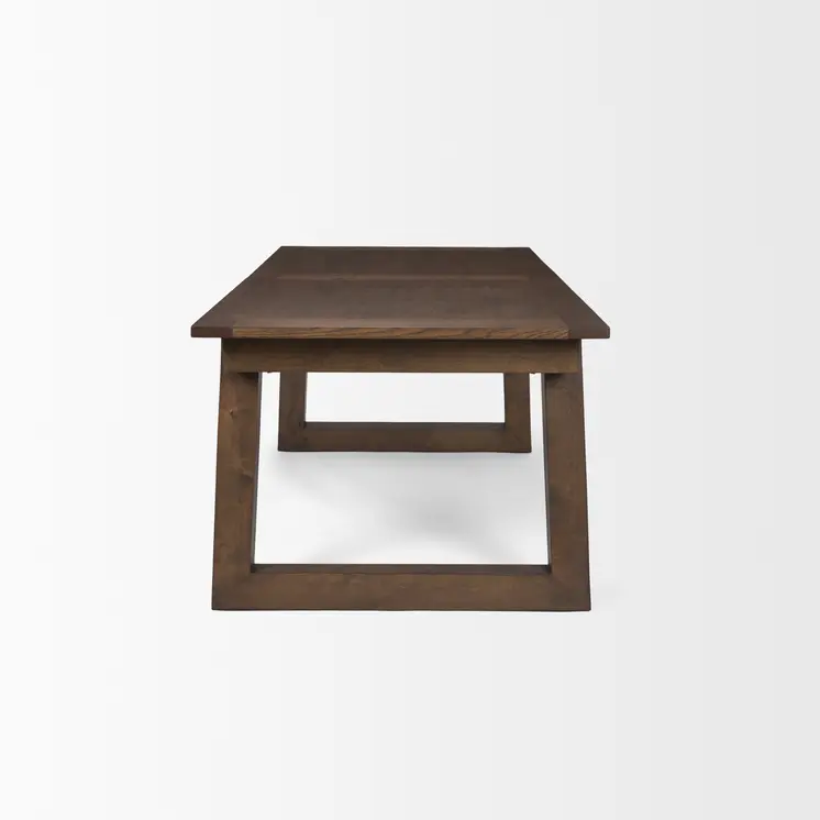 106" Dark Brown Solid Wood Self-Storing Leaf Sled Base Extendable Dining Table