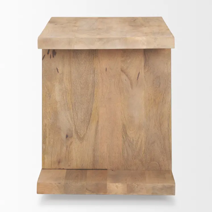 22" Brown Solid Wood Sled End Table With Shelf