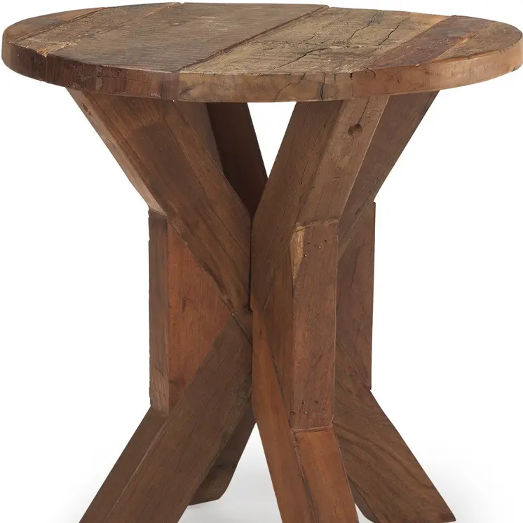 26" Brown Distressed Reclaimed Wood End Table