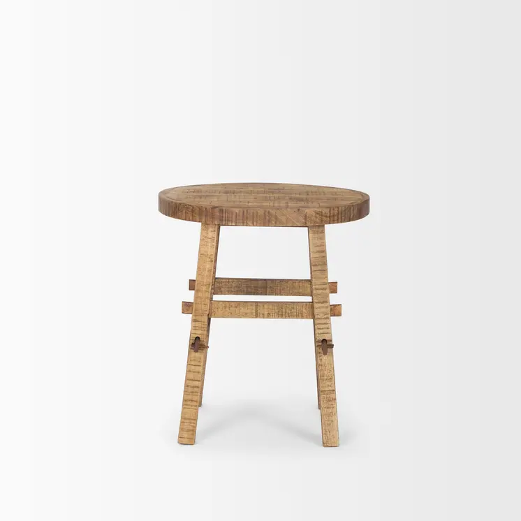 23" Brown Distressed Solid Wood End Table