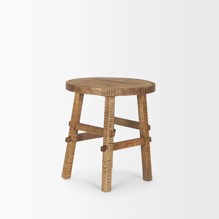 23" Brown Distressed Solid Wood End Table
