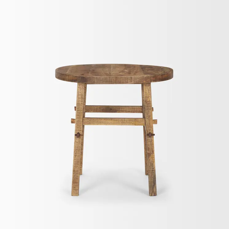 26" Brown Distressed Solid Wood End Table