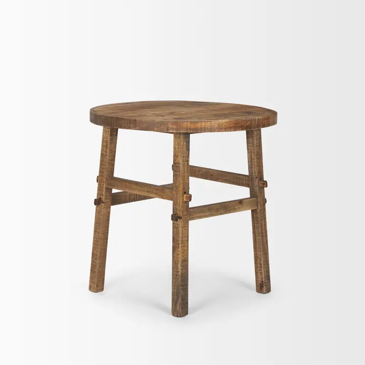 26" Brown Distressed Solid Wood End Table