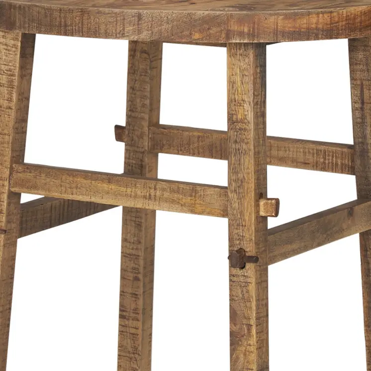 26" Brown Distressed Solid Wood End Table