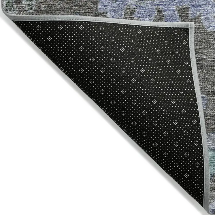 9' X 12' Taupe Green And Blue Floral Washable Indoor Outdoor Area Rug