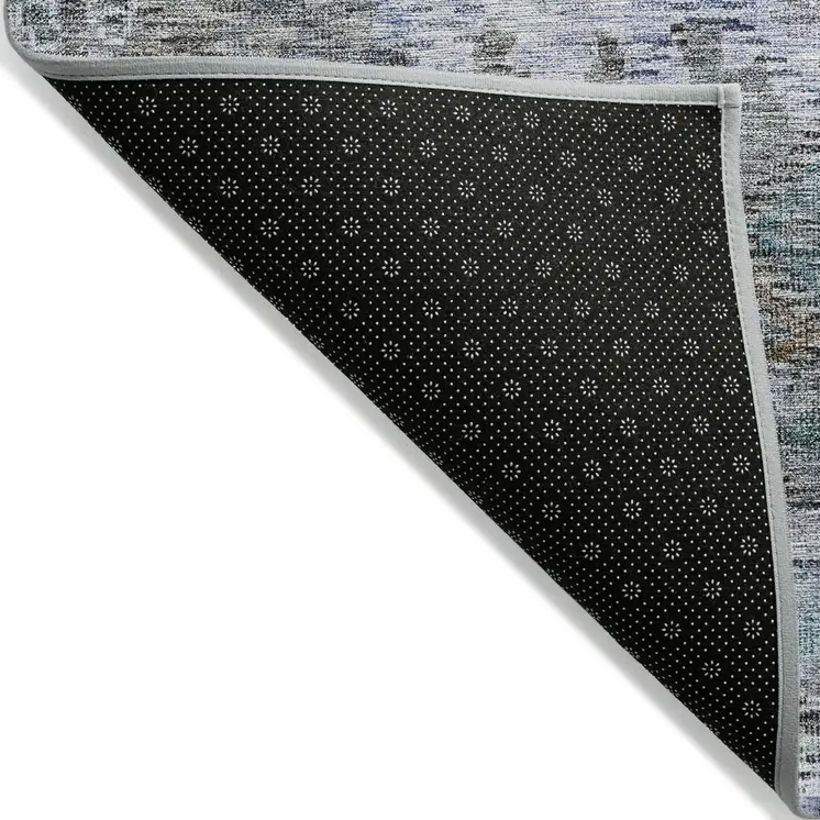 5' X 8' Blue Gray And Brown Floral Washable Indoor Outdoor Area Rug