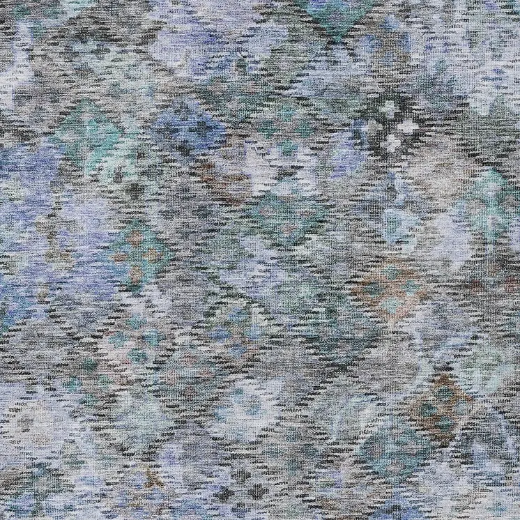 5' X 8' Blue Gray And Brown Floral Washable Indoor Outdoor Area Rug