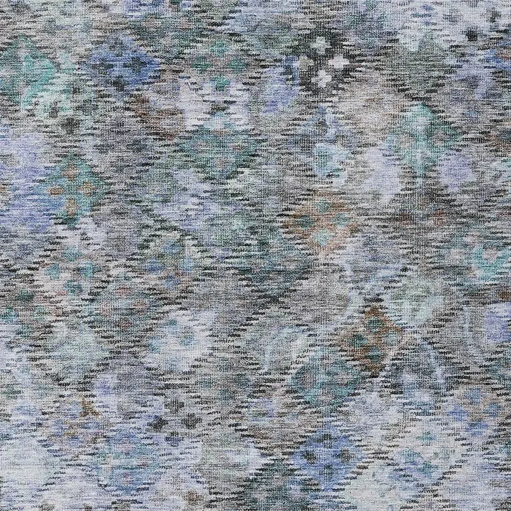 8' X 10' Blue Gray And Brown Floral Washable Indoor Outdoor Area Rug