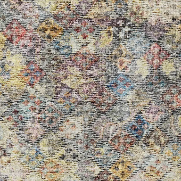 5' X 8' Gold Blue And Brown Floral Washable Indoor Outdoor Area Rug