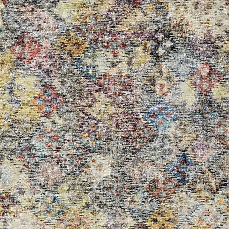 9' X 12' Gold Blue And Brown Floral Washable Indoor Outdoor Area Rug