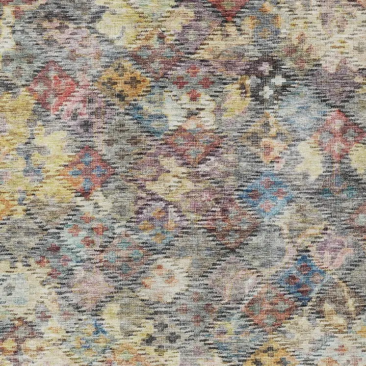 10' X 14' Gold Blue And Brown Floral Washable Indoor Outdoor Area Rug