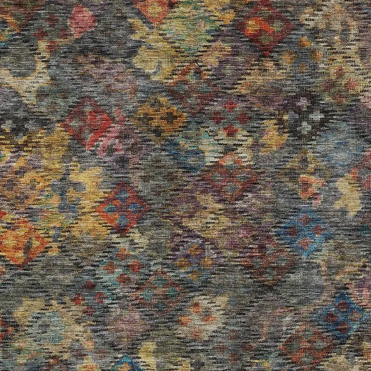 3' X 5' Gray Green And Terra Cotta Floral Washable Indoor Outdoor Area Rug