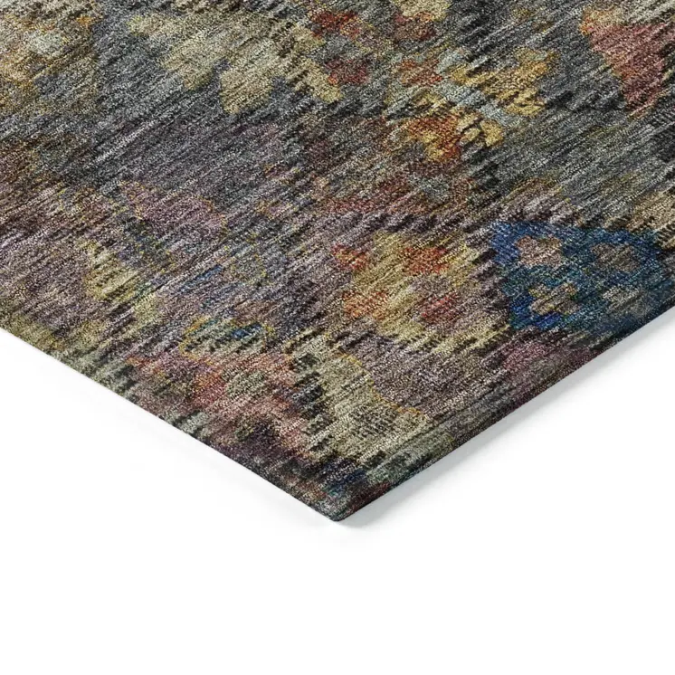 5' X 8' Gray Green And Terra Cotta Floral Washable Indoor Outdoor Area Rug