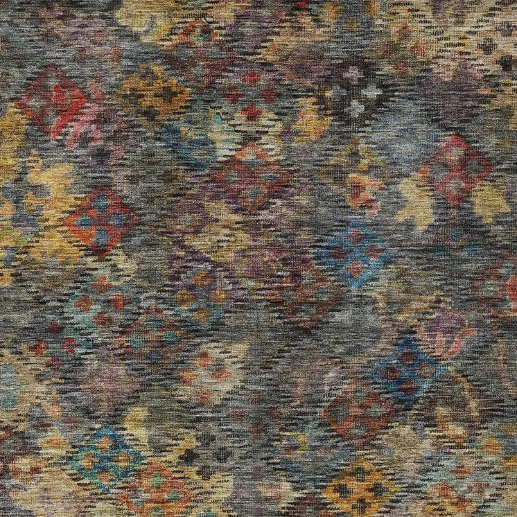 5' X 8' Gray Green And Terra Cotta Floral Washable Indoor Outdoor Area Rug