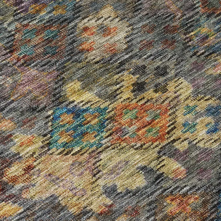 5' X 8' Gray Green And Terra Cotta Floral Washable Indoor Outdoor Area Rug