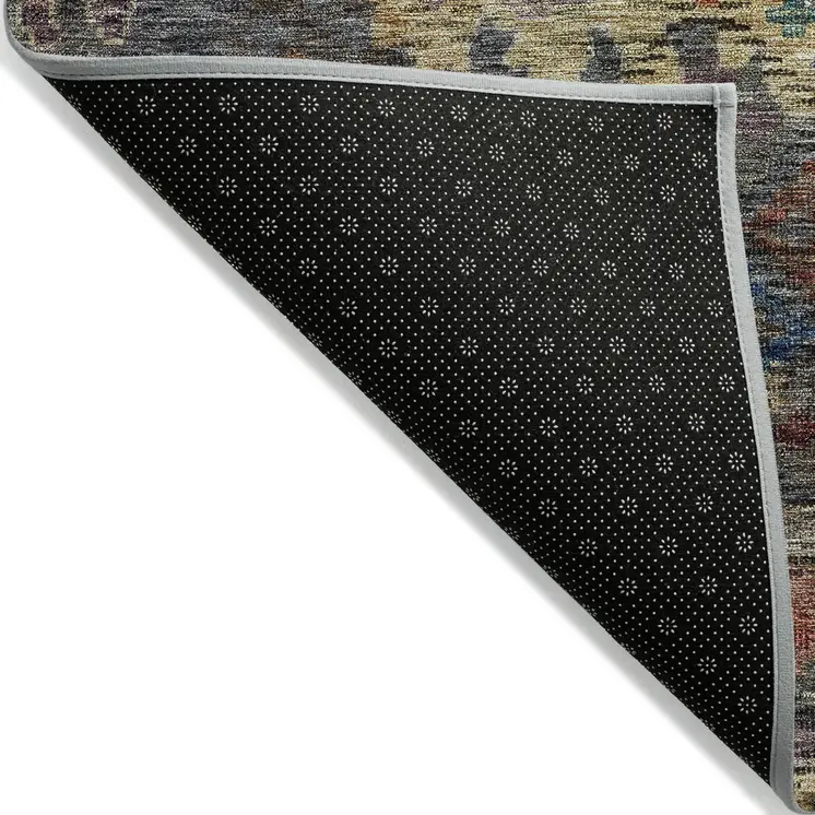 8' X 10' Gray Green And Terra Cotta Floral Washable Indoor Outdoor Area Rug