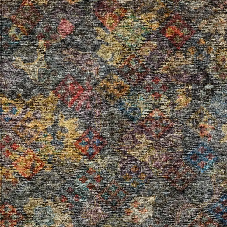 8' X 10' Gray Green And Terra Cotta Floral Washable Indoor Outdoor Area Rug