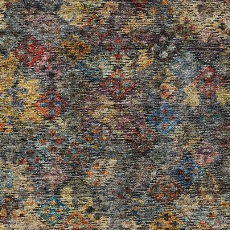 10' X 14' Gray Green And Terra Cotta Floral Washable Indoor Outdoor Area Rug
