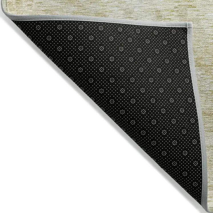 9' X 12' Wheat And Light Yellow Floral Washable Indoor Outdoor Area Rug